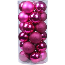 24 Pcs Christmas Tree Ornaments, Christmas Baubles, Birthday Party Wedding Decoration Balls, Rose Red
