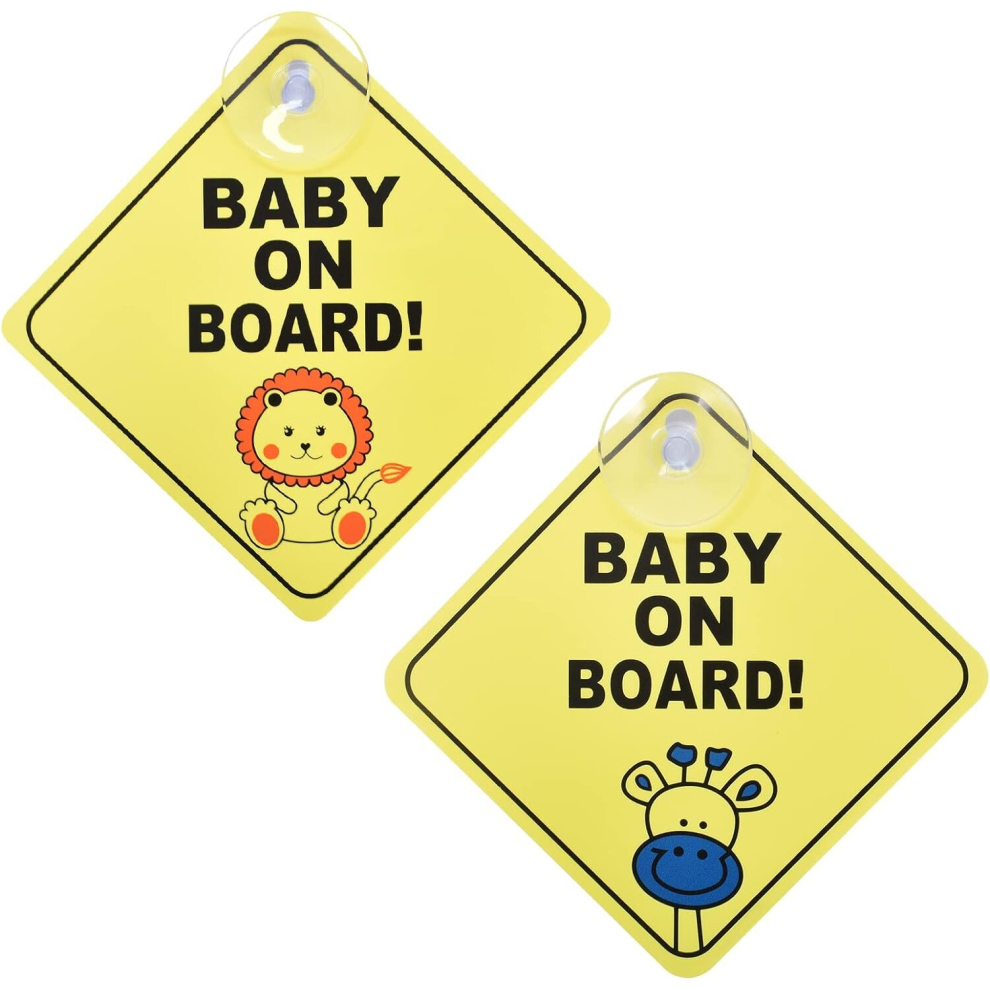 Tianfu Baby On Board Sign For Car, 2 Pcs Baby On Board Stickers Baby On Board Reflective Car Safety Warning Stickers With Suction Cup, Yellow