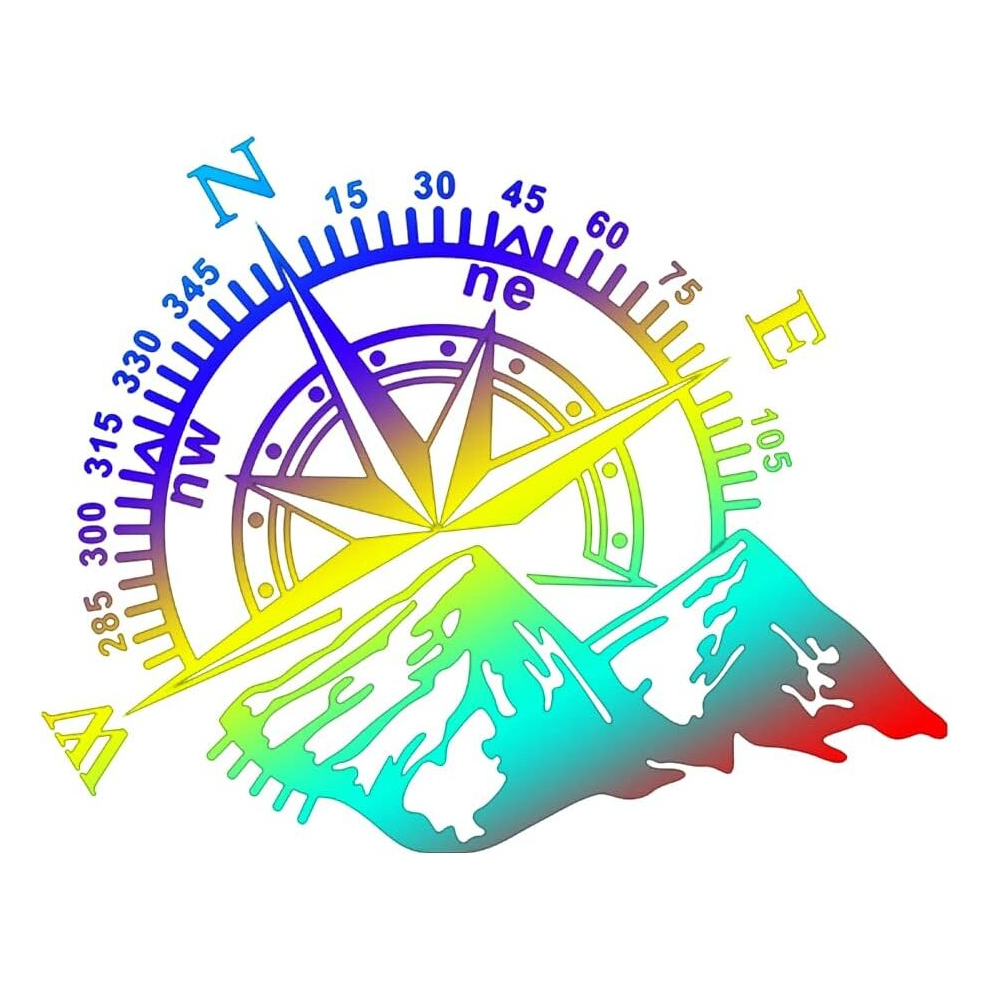 Mountain Compass Sticker, Waterproof Vinyl Car Body Window Hood Sticker Car Stickers For Car Vehicle Reflective Decals Decor, 40X32cm 7770197815857