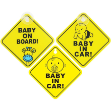 Pieces Baby on Board Car, Yellow Baby on Board Sign for Car, with Suction Cup Baby on Board Sticker Safety Warning Stickers for Vehicles Signs