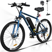 (Blue) HITWAY Electric Bike,26" Ebikes, 90KM Hybrid Bike
