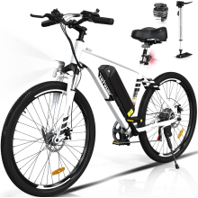 (White) HITWAY Electric Bike,26" Ebikes, 90KM Hybrid Bike