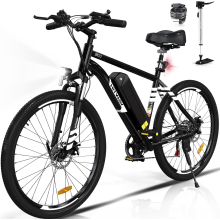 (Black) HITWAY Electric Bike,26" Ebikes, 90KM Hybrid Bike