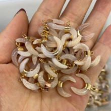2pcs/lot Natural Agates Stone Pendant Crescent Shape Loose Pendant for Making DIY Jewelry Necklace Accessories 16x17mm