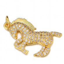 CZ Horse Pendant for Necklaces DIY Micro Pave Cubic Zirconia Pendants Beads for Jewelry Making Kids