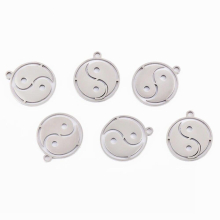 6pcs/lot Yin Yang Symbol Charm Stainless Steel Chinese Amulet Pendant for Women Man Necklaces Jewelry Marking