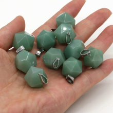 1pcs Natural Stone Polygon Shape Green Aventurine Pendants for Jewelry Making DIY Necklace Bracelet Earrings Accessory
