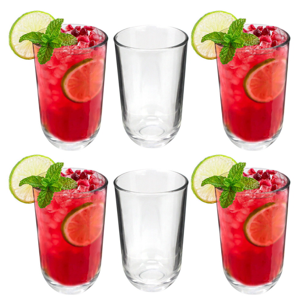 6x Highball Drinking Glasses Set Drinks Juice Tumblers Hiball 295ml