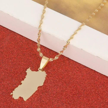 Stainless Steel Sardinia Map Necklace Sardegna Sardaigne Jewelry