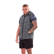 (Olive Green, L) Malay Men Bodywarmer Padded Lined Quilted Sleeveless Hooded Gilet Vest Jacket S to XXL