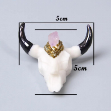 1pc Bone CZ Quartz bead Cow Bull Ox Head Skull Charms Pendants For necklace Jewelry making Accessories Findings men