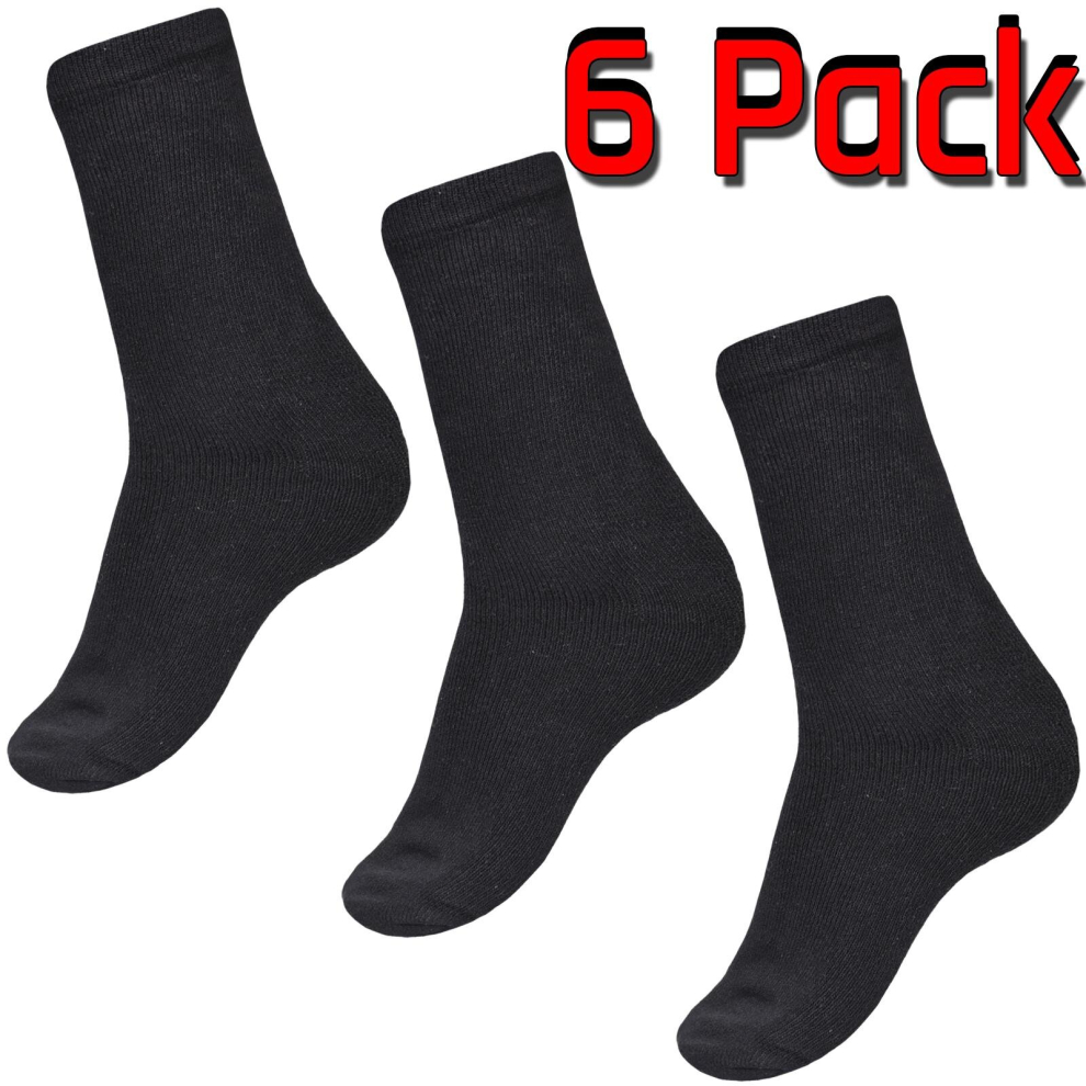 (Black - 6 Pack) 3,6,12 Pairs Mens Thermal Black Winter Warm Socks