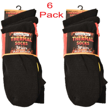 (6 Pack - Black) Womens Thermal Socks 3,6,12 Pair UK 4-7size Adults