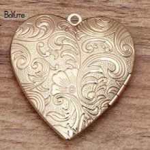 BoYuTe (4 Pieces/Lot) 40*41*9MM Metal Brass Heart Locket Pendant Diy Hand Open Photo Locket Jewelry Accessories