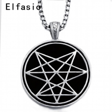 Mens Boys Chaos Star Symbol Amulet Pewter Pendant with Stainless steel Chain Jewelry P304