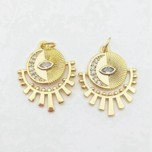 5pcs Plated Evil Eye Pendant Sun Moon Micropave Cubic Zircon for Girl Woman Making Earrings Necklace