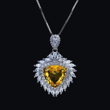 Dainty Purple/Yellow Triangle Zircon Pendant Necklaces For Girl Party Accessories Birthday Gift Female Jewelry