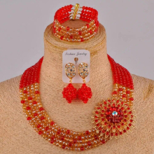 swell army green and orange costume necklace african jewelry set 5SZ-02