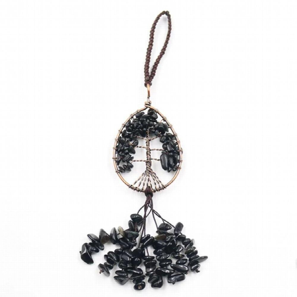 Car Interior Accessories Rearview Mirror Decor Natural Agates Healing Crystals Hanging Ornament Tree Of Life Meditation Multicoloured 885669527903