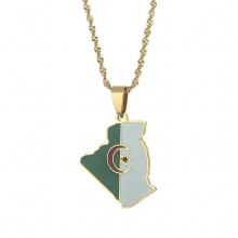 Algeria Map Flag Pendant Necklace Algerians Women Girl African Jewelry