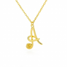 Stainless Steel Rose Flower A-Z Letter Necklaces For Women Flower Initial Pendant Choker Necklace Alphabet Boho Jewelry Gift