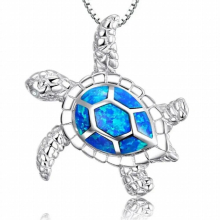 Boho Seahorse Sea Star Shell Pendant Necklace for Girl Children Women Round Opal Necklace Wedding Jewelry