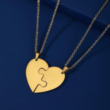 Combination Heart Puzzles Pendant Necklace For Women Girls Stainless Steel Necklaces Family Birthday Friendship