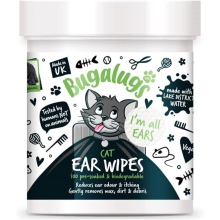 BUGALUGS Cat Ear Cleaner Cat Wipes 100 Biodegradable textured pre-soaked wipes. Pet Wipes Cat Ear Cleaner Solution Stops Head Shaking (100 Wipes)