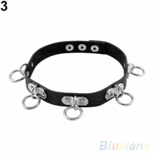 Punk Gothic Leather Choker Heart Chain Spike Rivet Buckle Collar Necklace 1UAG