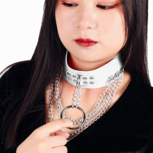 Punk PU Leather O-Ring Round Spike Collar Studded Choker Necklace Body Birthday Party Gift Choker Jewelry