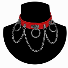 Punk Ring Chain Pendant Leather Necklace Collar Choker Punk Goth Collar Necklace O-Ring Pendant Accessories