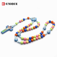 ARRIVAL 10pcs/lot Childrens colorful plastic beads rosary necklace pendant Christian religious prayer baptism ornament