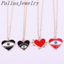 10Pcs Enamel Heart Pendant Necklace For Women Girls Jewelry