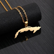 10pcs Jewelry Hot Selling Republic of Cuba Map Pendant Necklace Chain For Boy Girls