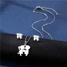 stainless steel boy kiss girl necklace present