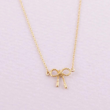 Silver Rose Little Twist Bowtie Pendant Necklace Women Girls Kids Gift