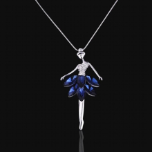 Ballet Figure Dance Girl Crystal Pendant Necklace Ballerina Classic Link Chain Necklaces Jewelry