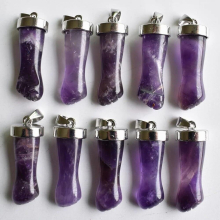 good natural Stone amethysts fist shape Pendants For jewelry making 10pcs/Lot