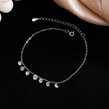 925 Sterling Silver Seven Dimond Foot Chain for Women Fine Jewelry Wedding Accessories Summer Ankle Chain