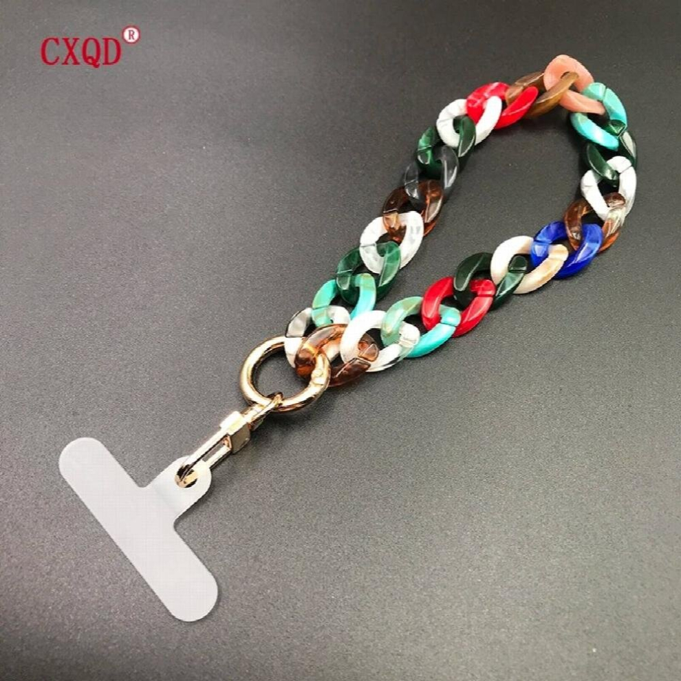 Colorful Acrylic Mobile Phone Chain For Women Girls Cellphone Strap Anti-Lost Lanyard Hanging Cord Jewelry Multicoloured 885669615808
