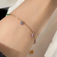 Rainbow Colorful Zircon Titanium Stainless Steel Chain Full Star Girl Personality Bracelet Foot Chain Anklet