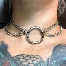 Double Chain O Ring Choker Layered Choker Necklace Goth Punk Alternative Jewelry Bdsm Collar Jewelry Women Gift