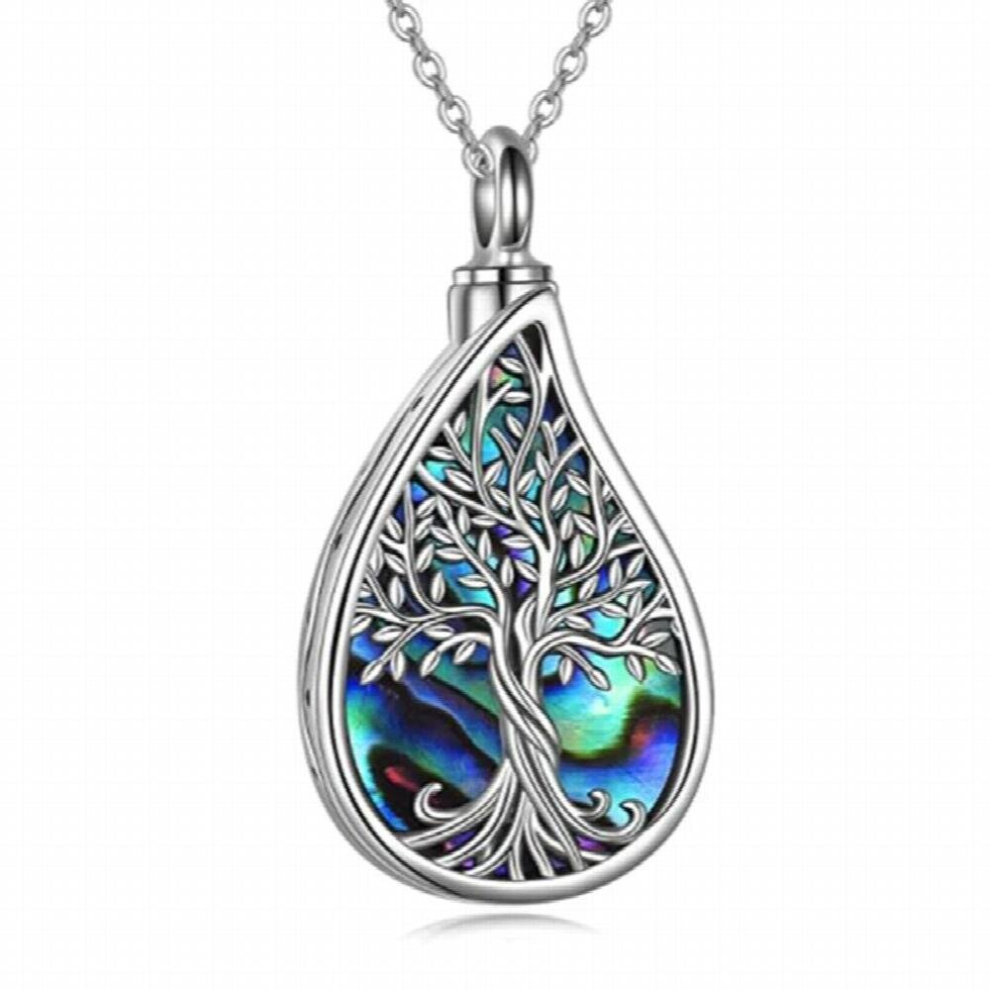 Tree of Life Urn Necklaces for Ashes Abalone Shell Tree of Life Cremation Jewelry for Ashes Memory Jewelry for Women Men