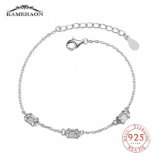 925 Sterling Silver Zircon Beads Charm Bracelet for Womens Hand Fine Jewelry Accessories