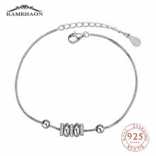 925 Sterling Silver Good Luck Beads Charm Bracelet for Womens Small Waist Hand Jewelry