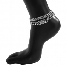 Luokey Vintage Boho Layered Metail Cuban Link Chain Ankle Bracelet For Women Wedding Crystal Lock Anklets Leg Foot Charm Jewelry