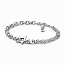 925 Sterling Silber Shooting Star Doppelkette Armband Fit Frauen Bead Charm Geschenk DIY Schmuck