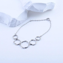 Irregular Hollow Circle Charm Bracelet 925 Silver Women Jewelry Accessories Party Grunge Style Classic Gift