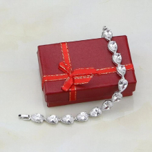 Water Drop Cubic Zirconia Charm Bracelet 925 Sterling Silver Chain & Link Adjustable Bracelet For Women Wedding