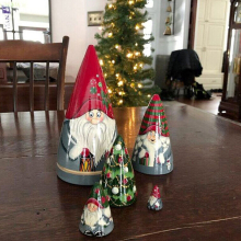 5x Christmas Hand Painted PVC Nesting Dolls Russian Doll New